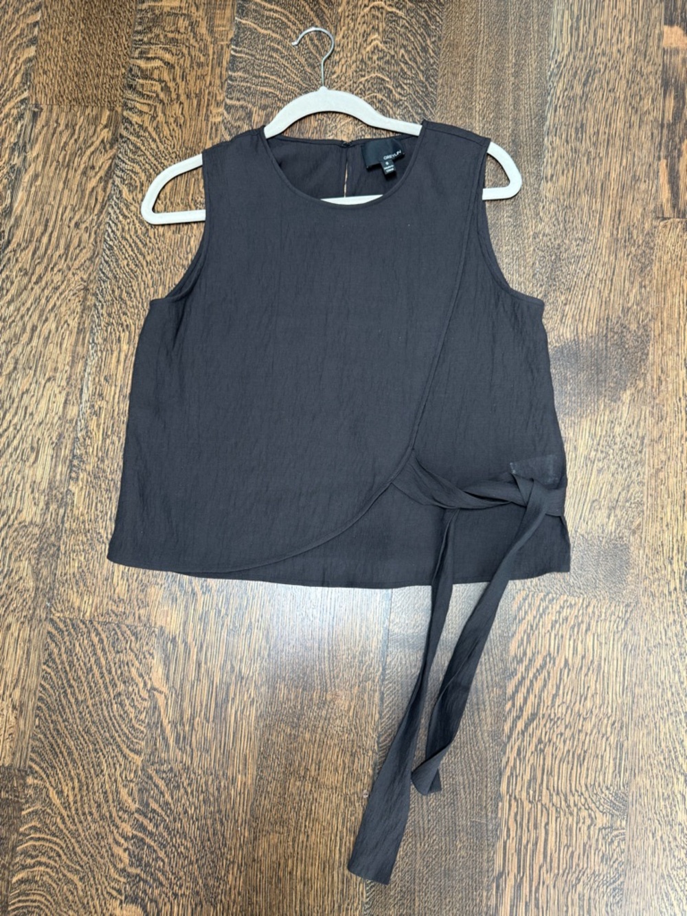 Greylin Black Wrap-Front Side Tie Sleeveless Top | Size S | Keyhole Back